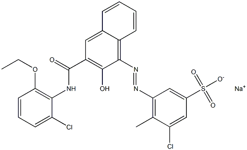 3-Chloro-4-methyl-5-[[3-[[(2-chloro-6-ethoxyphenyl)amino]carbonyl]-2-hydroxy-1-naphtyl]azo]benzenesulfonic acid sodium salt Struktur