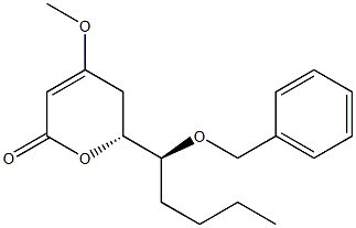 (6R)-6-[(S)-1-ベンジルオキシペンチル]-5,6-ジヒドロ-4-メトキシ-2H-ピラン-2-オン 化学構造式