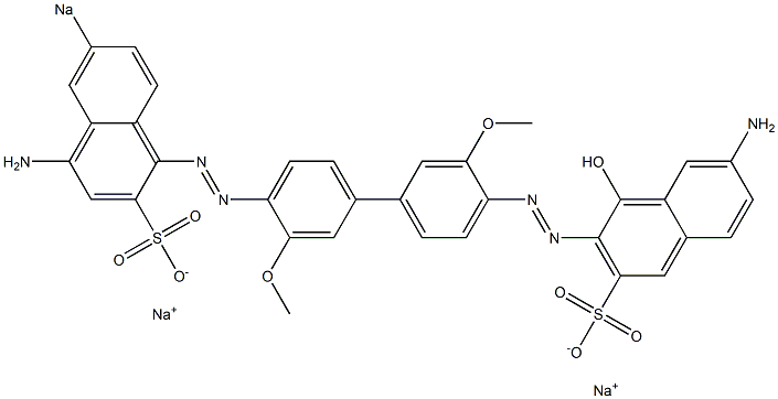6-Amino-3-[[4'-[(4-amino-6-sodiosulfo-1-naphthalenyl)azo]-3,3'-dimethoxy-1,1'-biphenyl-4-yl]azo]-4-hydroxynaphthalene-2-sulfonic acid sodium salt 结构式