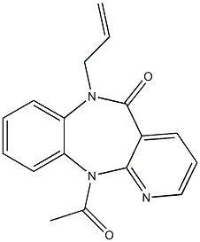 6,11-Dihydro-11-acetyl-6-(2-propenyl)-5H-pyrido[2,3-b][1,5]benzodiazepin-5-one Struktur