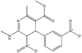 4,5-ジヒドロ-2-メチル-4-(3-ニトロフェニル)-6-[メチルアミノ]-5-ニトロニコチン酸メチル 化学構造式
