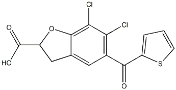 2,3-ジヒドロ-6,7-ジクロロ-5-[(2-チエニル)カルボニル]ベンゾフラン-2-カルボン酸 化学構造式