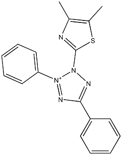 2,5-Diphenyl-3-(4,5-dimethyl-2-thiazolyl)-1,3,4-triaza-2-azonia-1,4-cyclopentadiene Struktur