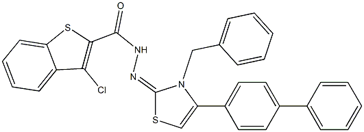 3-Chloro-N'-[(3-benzyl-4-(1,1'-biphenyl-4-yl)-2,3-dihydrothiazol)-2-ylidene]benzo[b]thiophene-2-carbohydrazide|