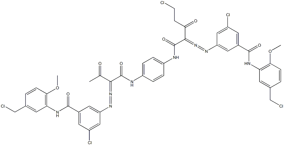 3,3'-[2-(Chloromethyl)-1,4-phenylenebis[iminocarbonyl(acetylmethylene)azo]]bis[N-[3-(chloromethyl)-6-methoxyphenyl]-5-chlorobenzamide] Structure