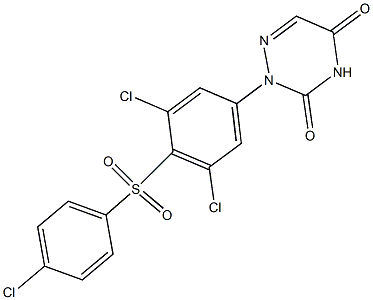 2-[4-(4-クロロフェニルスルホニル)-3,5-ジクロロフェニル]-1,2,4-トリアジン-3,5(2H,4H)-ジオン 化学構造式