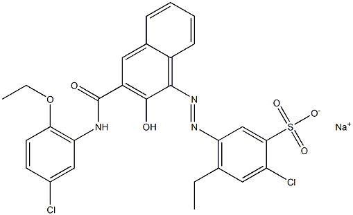 2-Chloro-4-ethyl-5-[[3-[[(3-chloro-6-ethoxyphenyl)amino]carbonyl]-2-hydroxy-1-naphtyl]azo]benzenesulfonic acid sodium salt,,结构式