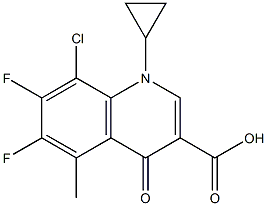 1,4-ジヒドロ-1-シクロプロピル-8-クロロ-5-メチル-4-オキソ-6,7-ジフルオロキノリン-3-カルボン酸 化学構造式