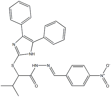 2-Isopropyl-N'-[4-nitrobenzylidene]-2-[(4,5-diphenyl-1H-imidazol-2-yl)thio]acetohydrazide Struktur