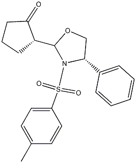 (2S)-2-[(2S,4S)-4-Phenyl-3-(4-methylphenylsulfonyl)oxazolidin-2-yl]-1-cyclopentanone,,结构式