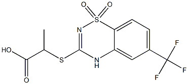 6-Trifluoromethyl-3-[(1-carboxyethyl)thio]-4H-1,2,4-benzothiadiazine 1,1-dioxide,,结构式