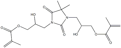1,3-ビス(2-ヒドロキシ-3-メタクリロイルオキシプロピル)-5,5-ジメチルヒダントイン 化学構造式