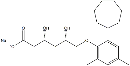 (3R,5S)-3,5-Dihydroxy-6-(2-cycloheptyl-4,6-dimethylphenoxy)hexanoic acid sodium salt Struktur