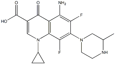 5-Amino-1-cyclopropyl-6,8-difluoro-1,4-dihydro-4-oxo-7-(3-methyl-1-piperazinyl)quinoline-3-carboxylic acid Struktur