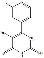 5-ブロモ-6-(3-フルオロフェニル)-2,3-ジヒドロ-2-イミノピリミジン-4(1H)-オン 化学構造式