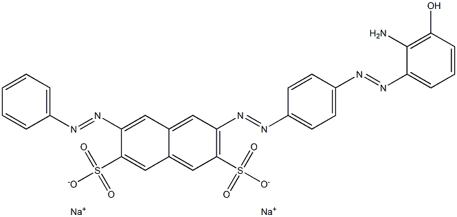 2-[[4-[(2-Amino-3-hydroxyphenyl)azo]phenyl]azo]-7-(phenylazo)-3,6-naphthalenedisulfonic acid disodium salt Structure