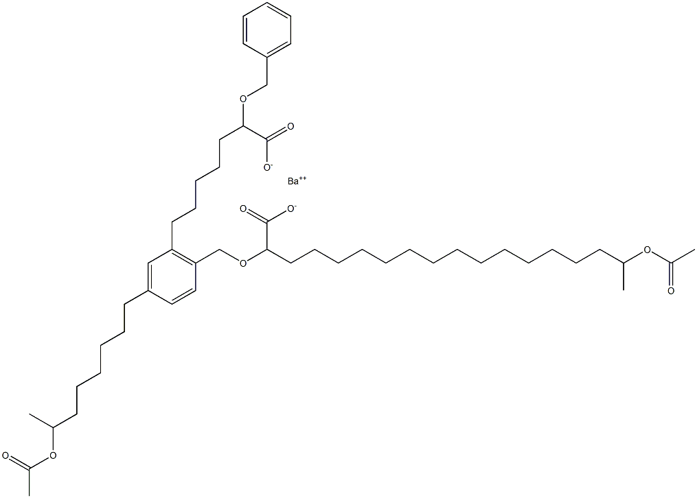 Bis(2-benzyloxy-17-acetyloxystearic acid)barium salt 结构式