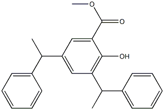 3,5-Bis(1-phenylethyl)salicylic acid methyl ester,,结构式