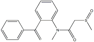 N-メチル-N-[2-(1-フェニルエテニル)フェニル](メチルスルフィニル)アセトアミド 化学構造式