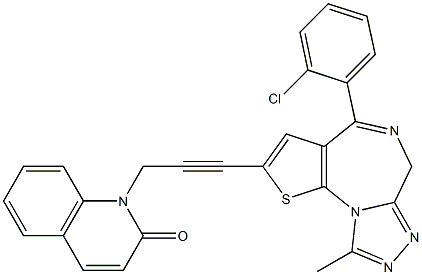 4-(2-Chlorophenyl)-9-methyl-2-[3-[(1,2-dihydro-2-oxoquinolin)-1-yl]-1-propynyl]-6H-thieno[3,2-f][1,2,4]triazolo[4,3-a][1,4]diazepine 结构式