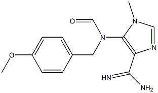 1-メチル-5-[ホルミル((4-メトキシベンジル))アミノ]-1H-イミダゾール-4-カルボアミジン 化学構造式