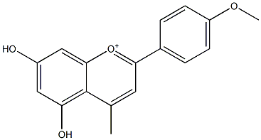 4-Methyl-4'-methoxy-5,7-dihydroxyflavylium Struktur