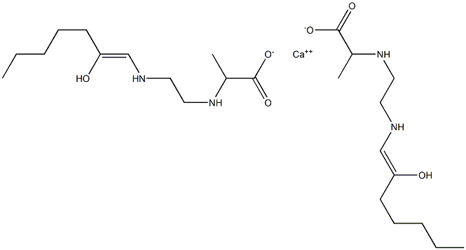 Bis[2-[N-[2-[N-(2-hydroxy-1-heptenyl)amino]ethyl]amino]propionic acid]calcium salt Structure