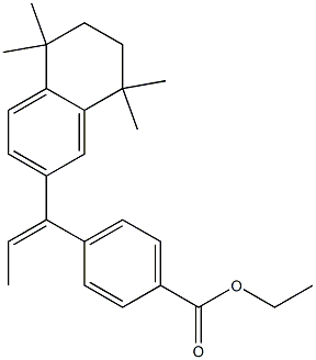 4-[(E)-1-[(5,6,7,8-テトラヒドロ-5,5,8,8-テトラメチルナフタレン)-2-イル]-1-プロペニル]安息香酸エチル 化学構造式