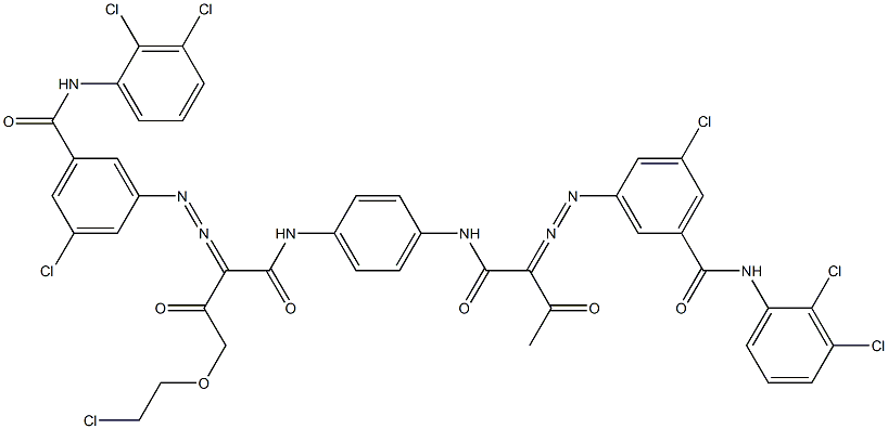 3,3'-[2-[(2-Chloroethyl)oxy]-1,4-phenylenebis[iminocarbonyl(acetylmethylene)azo]]bis[N-(2,3-dichlorophenyl)-5-chlorobenzamide],,结构式