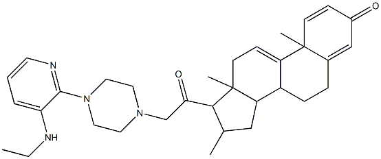 17-[[[4-[3-(Ethylamino)-2-pyridinyl]piperazin-1-yl]methyl]carbonyl]-10,13,16-trimethyl-6,7,8,10,12,13,14,15,16,17-decahydro-3H-cyclopenta[a]phenanthren-3-one 结构式