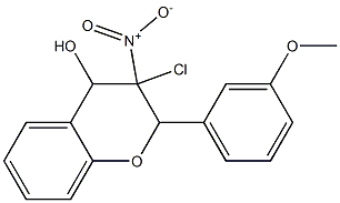 3-Chloro-3,4-dihydro-4-hydroxy-3-nitro-2-(3-methoxyphenyl)-2H-1-benzopyran,,结构式