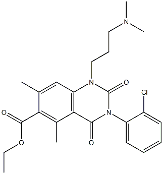 1,2,3,4-Tetrahydro-3-(2-chlorophenyl)-1-(3-dimethylaminopropyl)-5,7-dimethyl-2,4-dioxoquinazoline-6-carboxylic acid ethyl ester 结构式