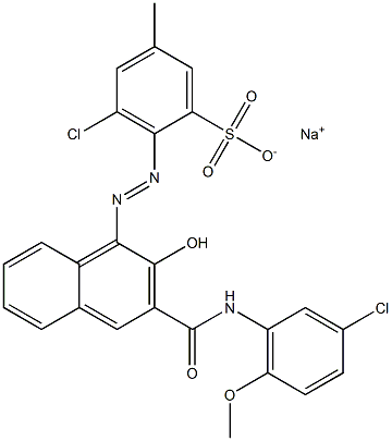 3-Chloro-5-methyl-2-[[3-[[(3-chloro-6-methoxyphenyl)amino]carbonyl]-2-hydroxy-1-naphtyl]azo]benzenesulfonic acid sodium salt,,结构式