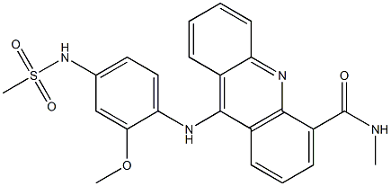 N-メチル-9-(4-メチルスルホニルアミノ-2-メトキシフェニルアミノ)アクリジン-4-カルボアミド 化学構造式