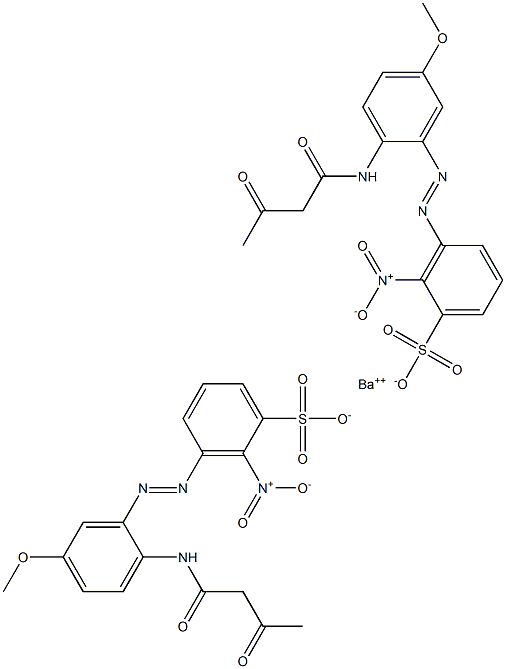 Bis[3-[2-(1,3-dioxobutylamino)-5-methoxyphenylazo]-2-nitrobenzenesulfonic acid]barium salt Struktur