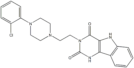 3-[2-[4-(2-Chlorophenyl)-1-piperazinyl]ethyl]-1H-pyrimido[5,4-b]indole-2,4(3H,5H)-dione,,结构式