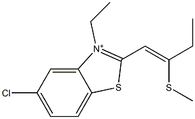 5-Chloro-3-ethyl-2-[2-(methylthio)-1-butenyl]benzothiazolium 结构式