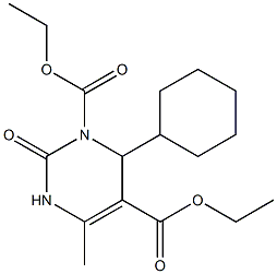 1,2,3,4-Tetrahydro-6-methyl-2-oxo-4-cyclohexylpyrimidine-3,5-dicarboxylic acid diethyl ester,,结构式