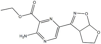 2-Amino-5-[(3a,4,5,6a-tetrahydrofuro[3,2-d]isoxazol)-3-yl]pyrazine-3-carboxylic acid ethyl ester Struktur