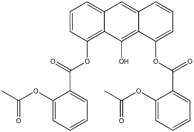 Bis[2-(acetyloxy)benzoic acid]9-hydroxyanthracene-1,8-diyl ester,,结构式