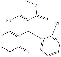 1,4,5,6,7,8-Hexahydro-2-methyl-4-(2-chlorophenyl)-5-oxoquinoline-3-carboxylic acid methyl ester,,结构式