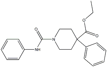 4-フェニル-1-(フェニルカルバモイル)-4-ピペリジンカルボン酸エチル 化学構造式