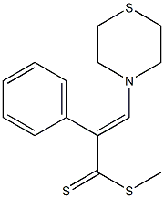 3-(チオモルホリン-4-イル)-2-フェニルプロペンジチオ酸メチル 化学構造式