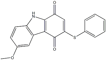 3-(Phenylthio)-6-methoxy-9H-carbazole-1,4-dione 结构式