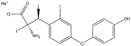 (2S,3S)-2-Amino-3-[4-(4-hydroxyphenoxy)-2-iodophenyl]-2,3-diiodopropanoic acid sodium salt 结构式