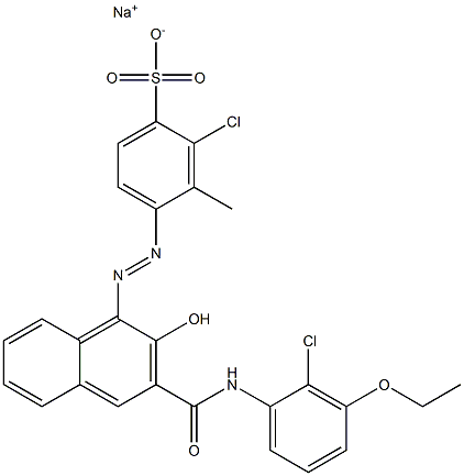 2-Chloro-3-methyl-4-[[3-[[(2-chloro-3-ethoxyphenyl)amino]carbonyl]-2-hydroxy-1-naphtyl]azo]benzenesulfonic acid sodium salt Structure