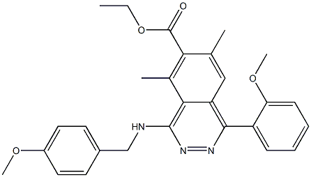 1-(2-Methoxyphenyl)-4-(4-methoxybenzylamino)-5,7-dimethylphthalazine-6-carboxylic acid ethyl ester Struktur