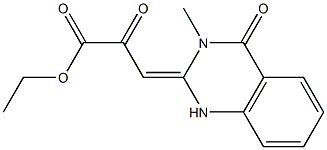 3-[(1,2,3,4-テトラヒドロ-3-メチル-4-オキソキナゾリン)-2-イリデン]-2-オキソプロピオン酸エチル 化学構造式