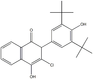 2-(3,5-ジ-tert-ブチル-4-ヒドロキシフェニル)-4-ヒドロキシ-3-クロロナフタレン-1(2H)-オン 化学構造式