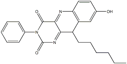 3-Phenyl-10-hexyl-8-hydroxypyrimido[5,4-b]quinoline-2,4(3H,10H)-dione Struktur